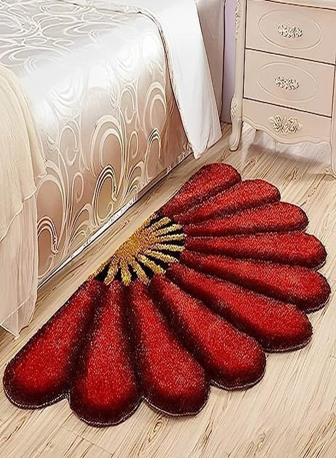 StromX Super Soft High Piles Half Sunflower Doormat for Home Entrance Anti Slip Rug for Home, Kitchen, Office, Living Room Bedroom and Floor Multipurpose Floor Mats, 17x34 Inches (Red) - Image 1