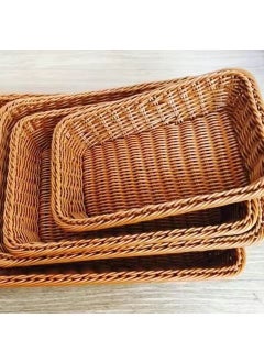 Rattan-Style Pastry Fruit Snack Storage Basket 35*25*7 tea color