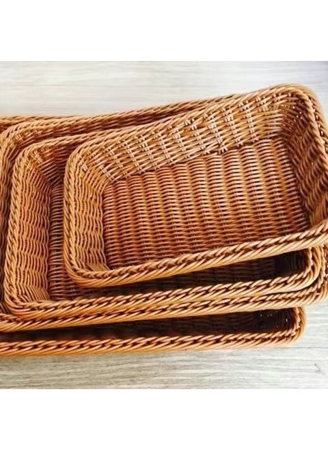 Generic - Rattan-Style Pastry Fruit Snack Storage Basket 35*25*7 tea color - Image 1
