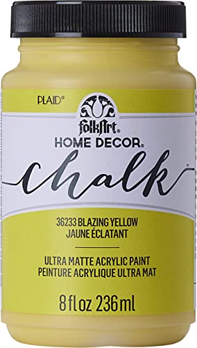 FolkArt Assorted Home Décor Acrylic Chalk Paint For Crafts, Blazing Yellow 8 fl oz Ultra Matte Acrylic Chalk Paint, Art Supplies With An Ultra Matte Finish, 36233 - Image 1