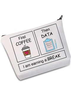 JXGZSO JXGZSO Teacher Zipper Pouch Makeup Bag BCBA Therapist Behavior Special Education Gift S Psychologist Gift (First COFFEE Then Bag) 