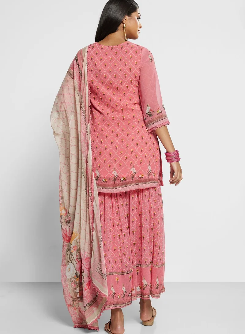 Biba Floral Kurti with Bottom & Dupatta