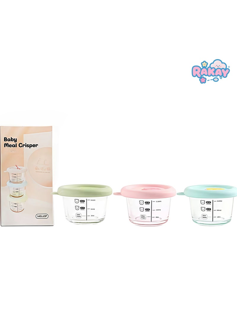 RAKAY Baby Food Containers 3 Pack Reusable Infant Food Storage Jars with Lids Small Snack Containers for Babies Microwave and Dishwasher Safe Everyday Use Home and Travel - Image 1