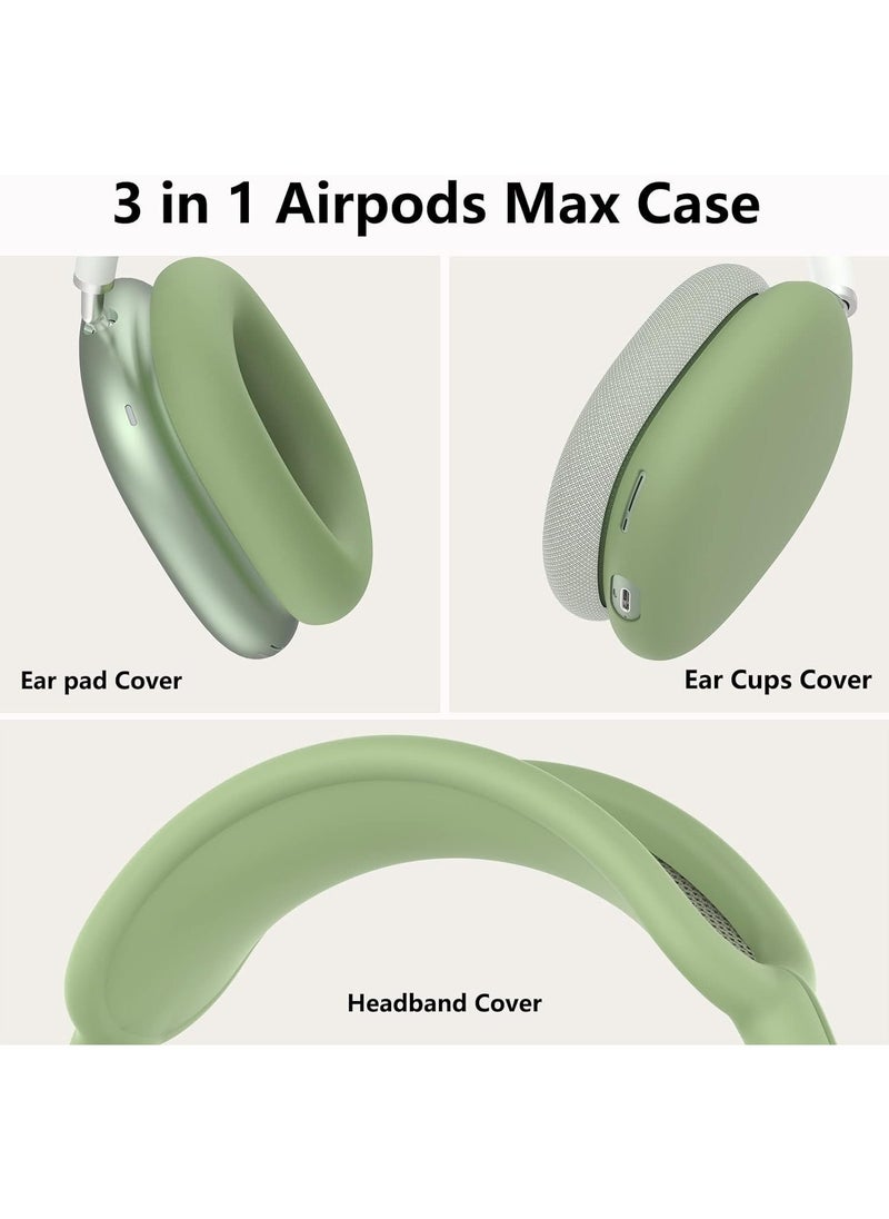 IAF - Silicone Cases Suitable for Apple AirPods Max 3-in-1 Headphones Anti-Scratch Ear Cups Cover Headband Cover and Ear Pad Protector Case Skin Accessories (Green) - Image 1