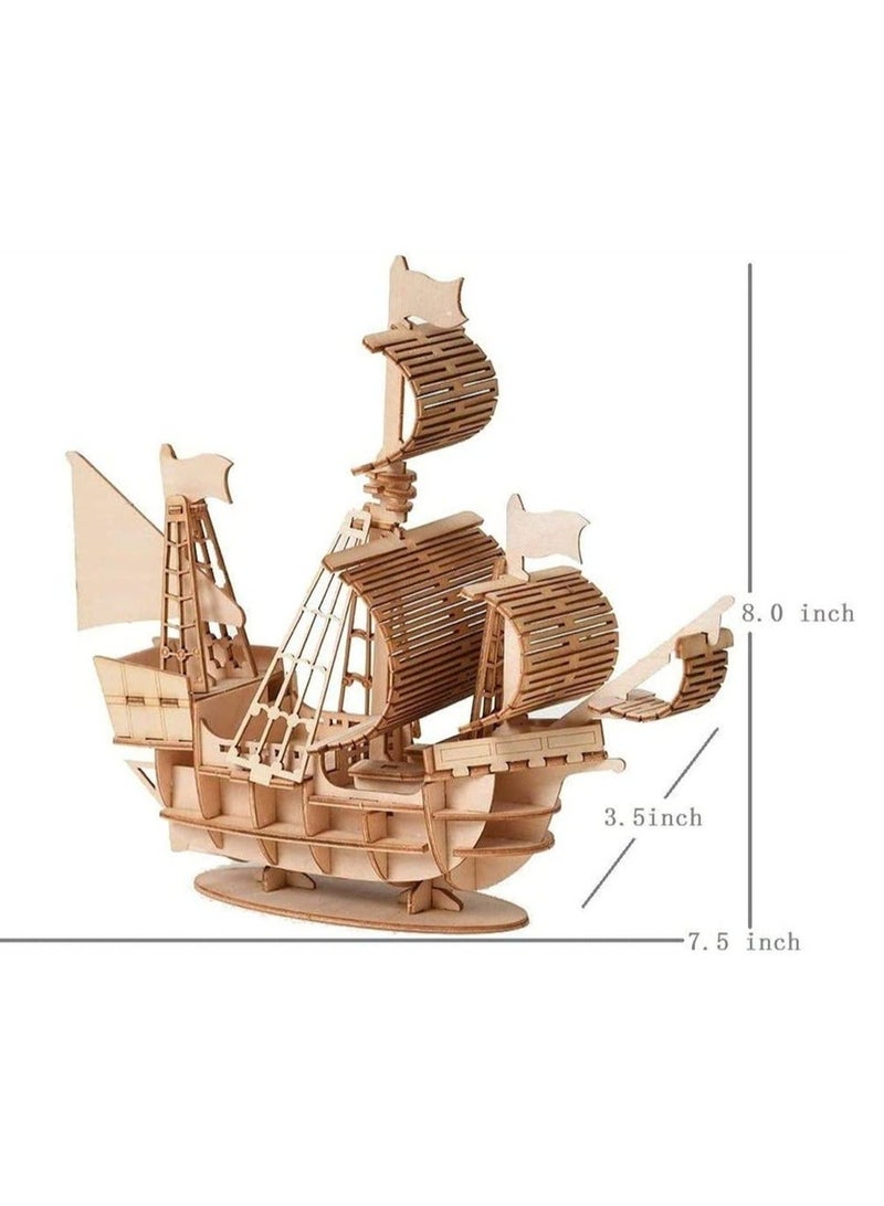 3D Wooden Puzzles, Pirate Ship Model Kit, Room Decoration, DIY Desk Toy - Image 2
