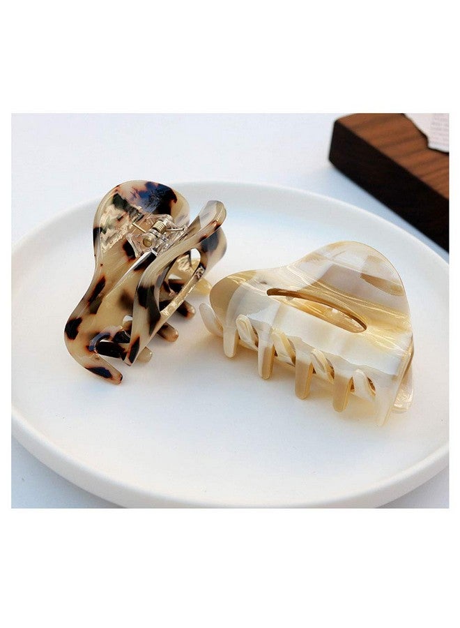 VinBee 3 Pack Hair Claw Clips, Cellulose Acetate Cutout Tortoise Shell Barrettes Claw Clips, Celluloid Leopard Print Stylish Hair Accessories For Women Girls French Design Hair Crab Clamps - Image 2