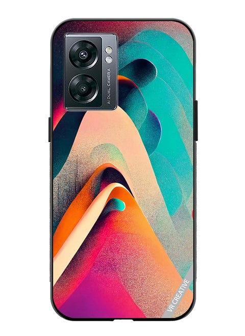 Protective Case Cover For Oppo A57 5G Abstract Waves Lines Design Multicolour