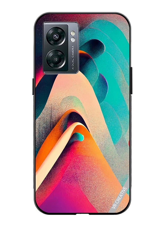 Protective Case Cover For Oppo A57 5G Abstract Waves Lines Design Multicolour