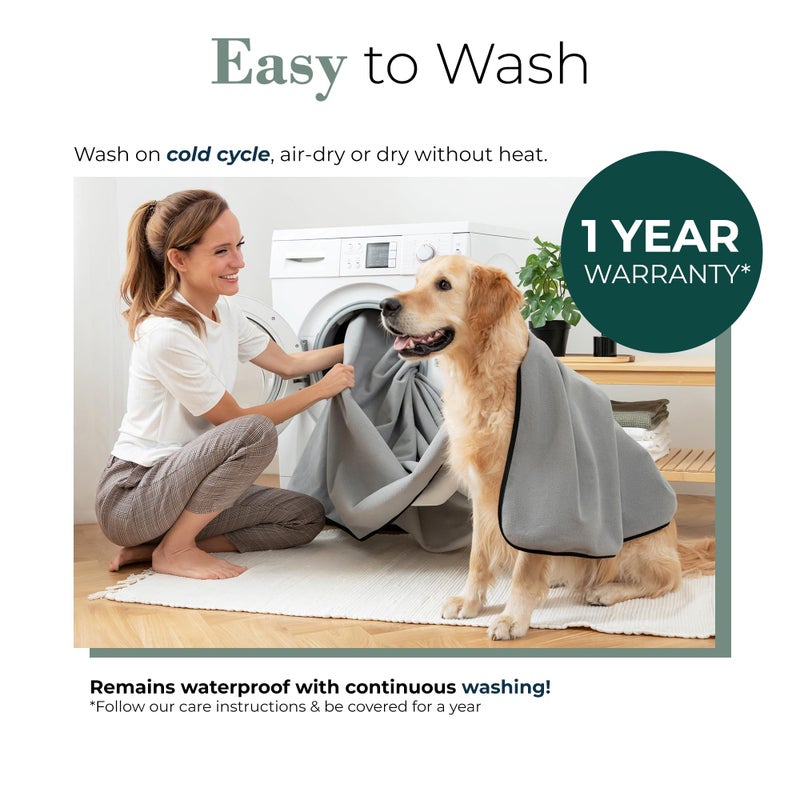 Callarome Waterproof Dog Blanket - Multipurpose Lekproof Blanket for Pets or Adults - Furniture Protector for Bed, Couch, Water Proof & Stain Resistant Easy to Clean Throw Blanket, Reversible Grey 50"x60" - Image 5