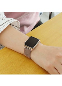 Robotekno Apple Watch Metal Band Milanese Strap Magnetic iWatch Compatible Milanese Series 1 | 2 | 3 | 4 | 5 - 42mm/44mm - Gold  - Image 2