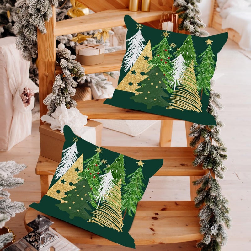 آرت ماج Artmag Christmas Pillow تغطي 22 × 22 بوصة مجموعة من 2 Christmas Tree Green Throw Throw Covers - Image 5
