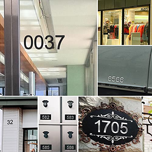 LUXYARD 3 Inch House Numbers Sticker Stainless Steel, Self-Stick Metal Address Number Black Sign 0 - Image 4