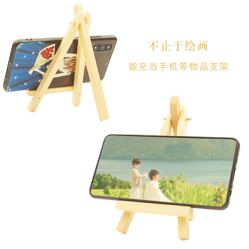 Log Material Mini Small Easel Frame Set Log Material Children'S Sketch Painting Easel Desktop Tripod - Image 4