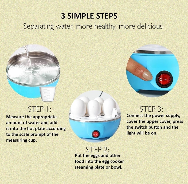 Luxoper Automatic Egg Boiler Electric 7 Egg Poacher with Auto Shut Off Egg Steamer for Boiling Instant Egg Cooker 350 Watts Smart Electric Egg Poaching Machine Multicolor - Image 4