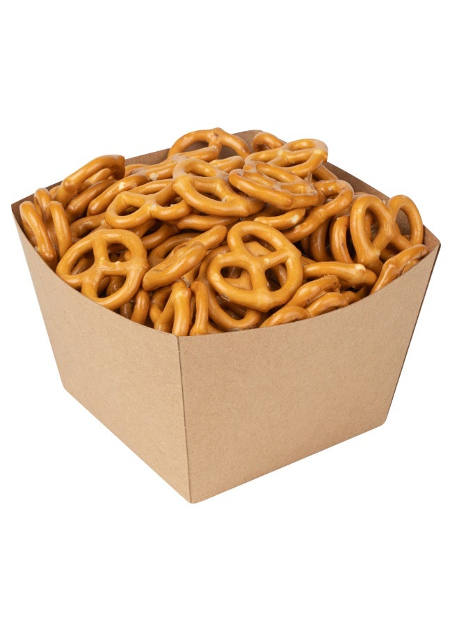 Restaurantware Bio Tek 5.3 x 3.3 Inch Popcorn Boxes, 200 Square Mini Treat Boxes - Open-Top Design, PE Coating, Kraft Paper Party Favor Containers, Disposable, For Fries, Chips, Or Pretzels  - Image 2