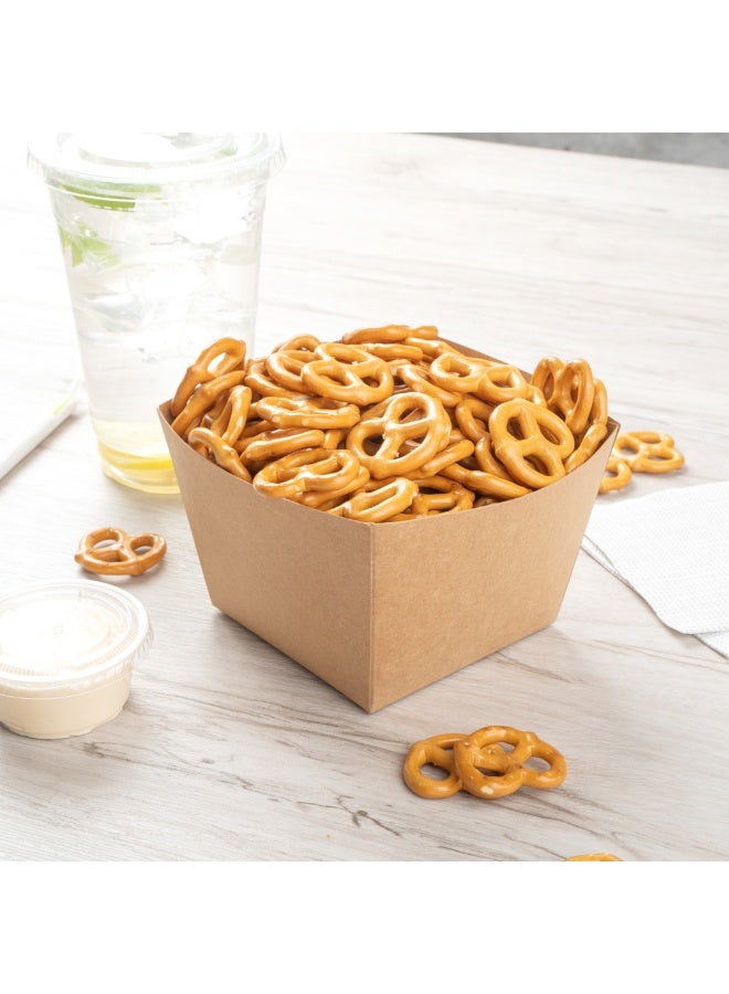 Restaurantware Bio Tek 5.3 x 3.3 Inch Popcorn Boxes, 200 Square Mini Treat Boxes - Open-Top Design, PE Coating, Kraft Paper Party Favor Containers, Disposable, For Fries, Chips, Or Pretzels  - Image 3