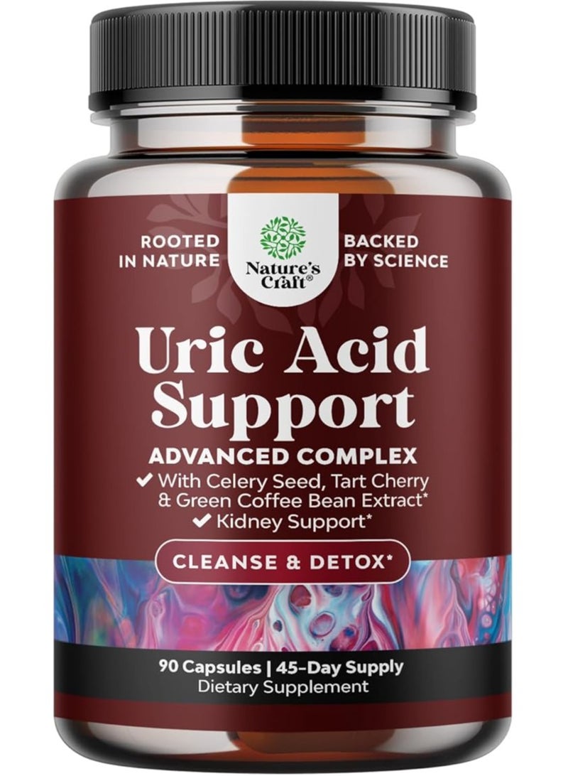 Natures Craft Herbal Uric Acid Cleanse and Detox - Essential Daily Kidney Cleanse and Uric Acid Support for Adults - Joint Support Supplement and Detox Cleanse with Tart Cherry Extract Capsules for Men and Women - Image 1
