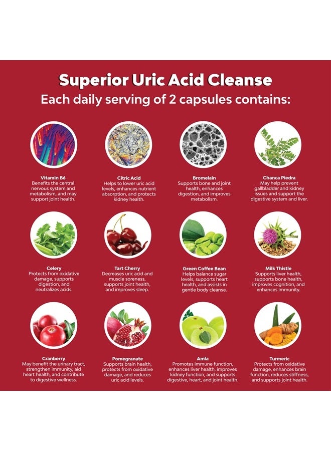 Natures Craft Herbal Uric Acid Cleanse and Detox - Essential Daily Kidney Cleanse and Uric Acid Support for Adults - Joint Support Supplement and Detox Cleanse with Tart Cherry Extract Capsules for Men and Women - Image 4