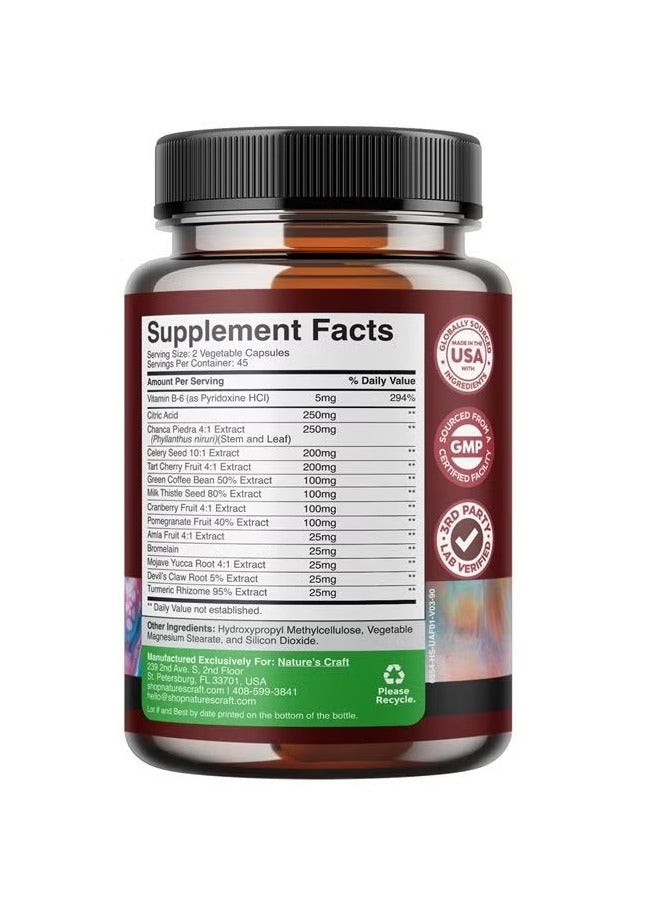 Natures Craft Herbal Uric Acid Cleanse and Detox - Essential Daily Kidney Cleanse and Uric Acid Support for Adults - Joint Support Supplement and Detox Cleanse with Tart Cherry Extract Capsules for Men and Women - Image 2