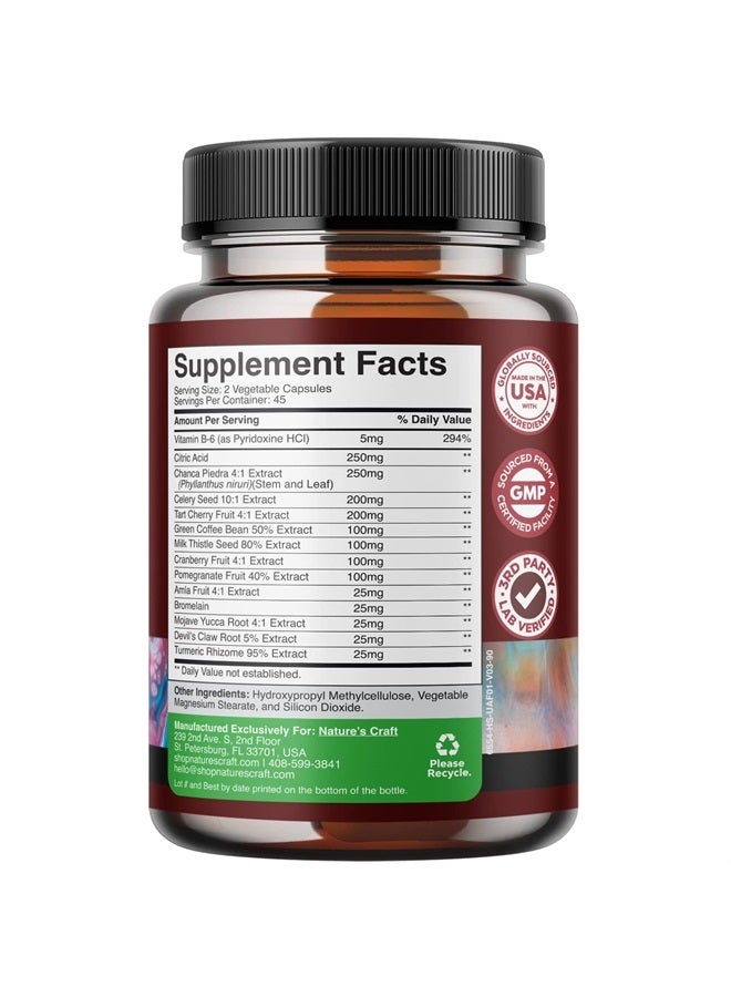 Natures Craft Herbal Uric Acid Cleanse and Detox - Essential Daily Kidney Cleanse and Uric Acid Support for Adults - Joint Support Supplement and Detox Cleanse with Tart Cherry Extract Capsules for Men and Women - Image 3