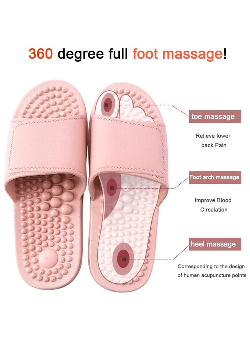 إسكدنيا Health Foot Massage Slippers Acupressure Point Care Magnet Therapy Promoting Blood Circulation Myofascial Release Trigger Point Acupuncture Relaxation Gifts for Parents (Pink, 9.25-9.64In) - Image 2