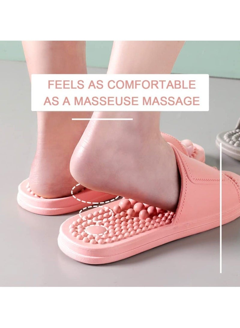 إسكدنيا Health Foot Massage Slippers Acupressure Point Care Magnet Therapy Promoting Blood Circulation Myofascial Release Trigger Point Acupuncture Relaxation Gifts for Parents (Pink, 9.25-9.64In) - Image 4