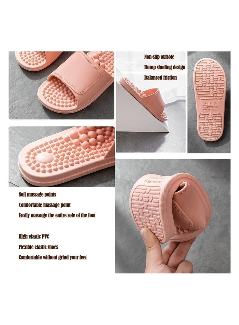 إسكدنيا Health Foot Massage Slippers Acupressure Point Care Magnet Therapy Promoting Blood Circulation Myofascial Release Trigger Point Acupuncture Relaxation Gifts for Parents (Pink, 9.25-9.64In) - Image 3