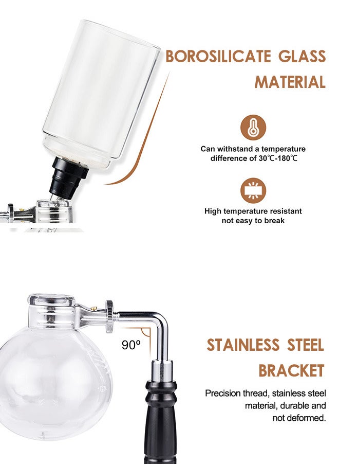 Glass Siphon Coffee Maker Heat-Resistant 2 Cup Coffee Siphon