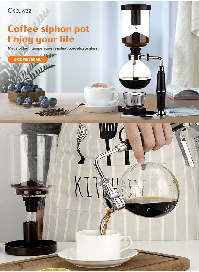 Glass Siphon Coffee Maker Heat-Resistant 2 Cup Coffee Siphon