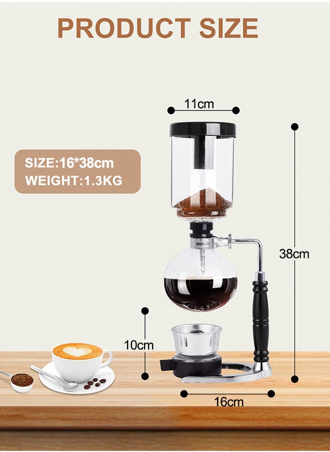 Glass Siphon Coffee Maker Heat-Resistant 2 Cup Coffee Siphon