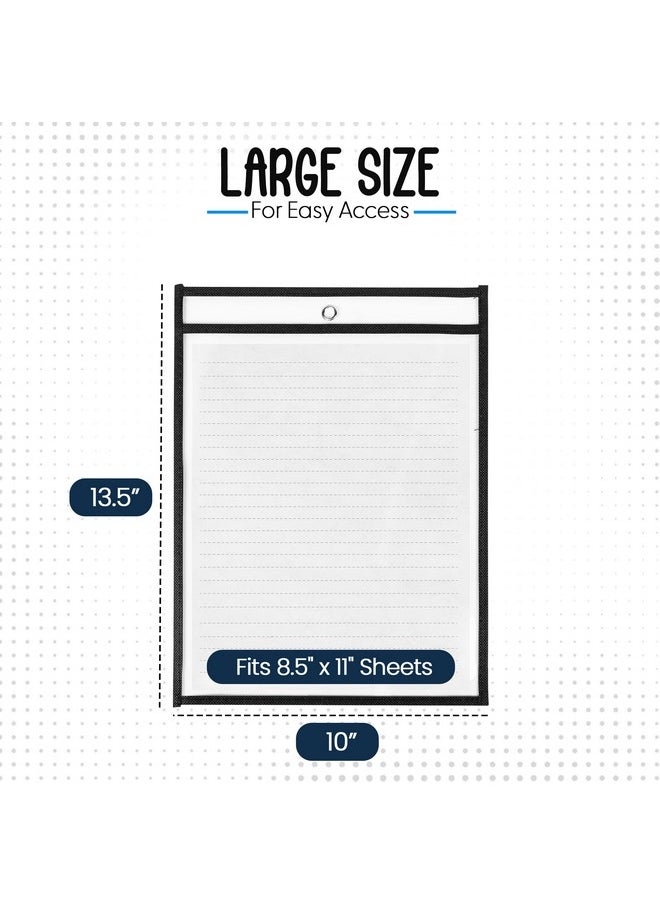 Essex Wares 5 Pack Black Job Ticket Holders 10 Wide X 13.5 Tall Clear Plastic Shop Ticket Holders Easy To Use Reusable & Easy Erase Plastic Invoice Holders Waterresistant & Durable  - Image 2