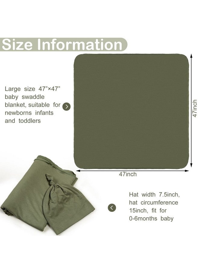 JaGely 2 Pack Baby Newborn Swaddle Blanket And Hat Set 47 X 47 Large Stretchy Newborn Swaddle Blankets With Hat Soft Receiving Blankets For Newborn Baby Boy And Girl Essentials - Image 2