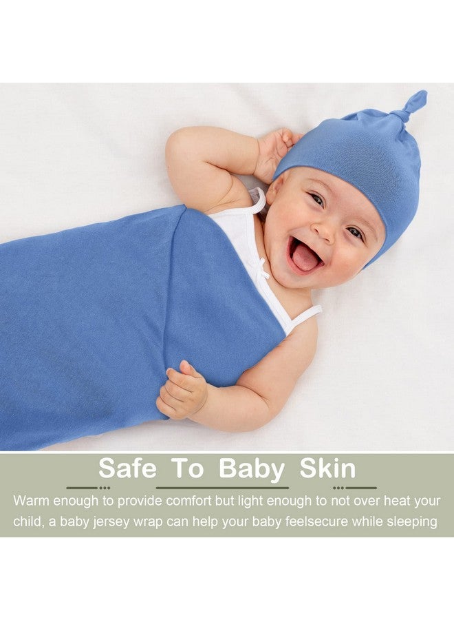 JaGely 2 Pack Baby Newborn Swaddle Blanket And Hat Set 47 X 47 Large Stretchy Newborn Swaddle Blankets With Hat Soft Receiving Blankets For Newborn Baby Boy And Girl Essentials - Image 5