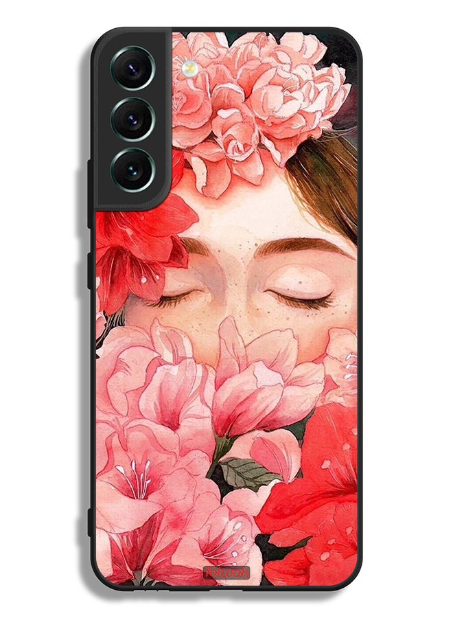 Tolwak Samsung Galaxy S22 5G Protective Case Cover Girl Face Hide In Flowers Art - Image 3