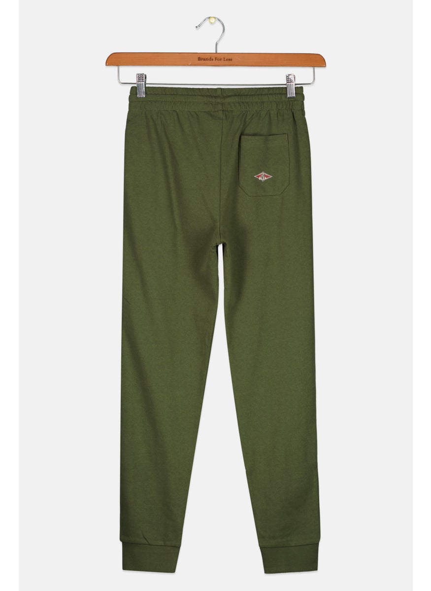 Bear Surfboards Kids Boy Regular Fit Solid Jogger Pants, Olive  - Image 2