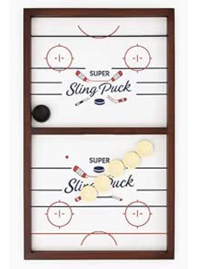 Wooden Speed Hockey Game For Kids And Adults With 10 Playing Disc - Multi Color