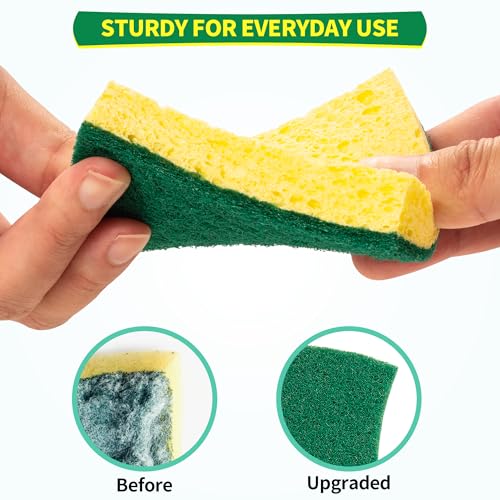 HOMERHYME Heavy Duty Scrub Sponge 24 Pack, Eco Cellulose Kitchen Dish Sponge Multipurpose Ergonomic for Washing Dishes, Uncoated Cookware & Household Cleaning. - Image 3