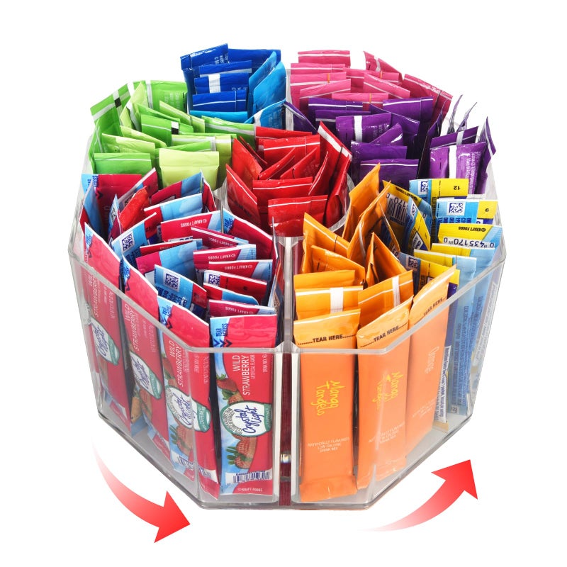 HALAGAS Drink Packet Organizer for Powdered Drink Mix,Powder Packet,Water Packet,Water Flavor Packet,Lazy Susan Organizer for Drink Mix Rotating Holder for Drink Mix Necessities (Rhombus) - Image 1