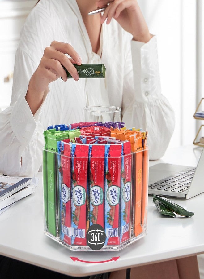 HALAGAS Drink Packet Organizer for Powdered Drink Mix,Powder Packet,Water Packet,Water Flavor Packet,Lazy Susan Organizer for Drink Mix Rotating Holder for Drink Mix Necessities (Rhombus) - Image 4