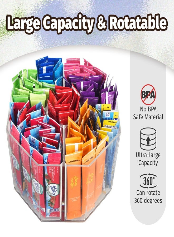 HALAGAS Drink Packet Organizer for Powdered Drink Mix,Powder Packet,Water Packet,Water Flavor Packet,Lazy Susan Organizer for Drink Mix Rotating Holder for Drink Mix Necessities (Rhombus) - Image 3