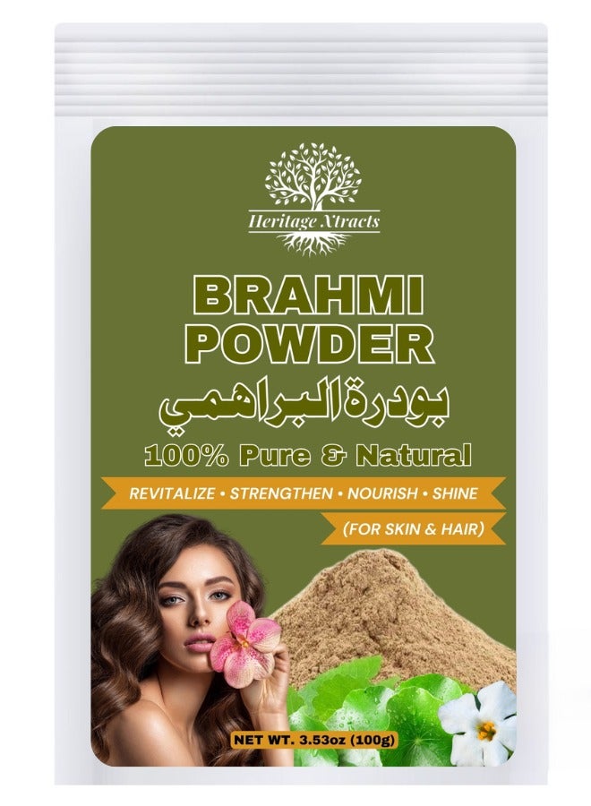 Pure Brahmi Powder 100gm | Herbal Hair & Skin Treatment | Strengthens Hair, Reduces Hair Fall & Rejuvenates Skin