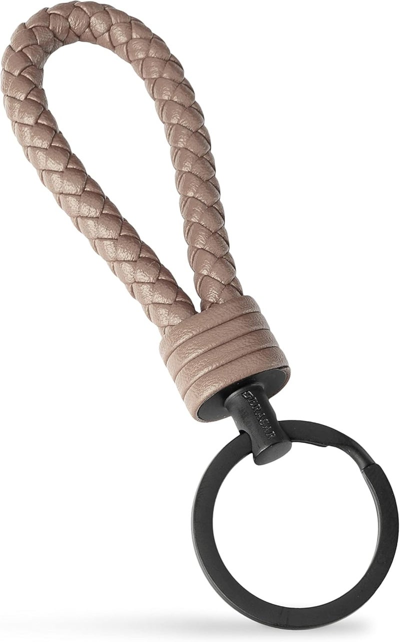 SERASAR Leather Lanyard with Stainless Steel Keychain - Additional Rings for Small Keys - Ideal for Car, Motorcycle, Bicycle and Home - Keychain with Gift Box - Image 2