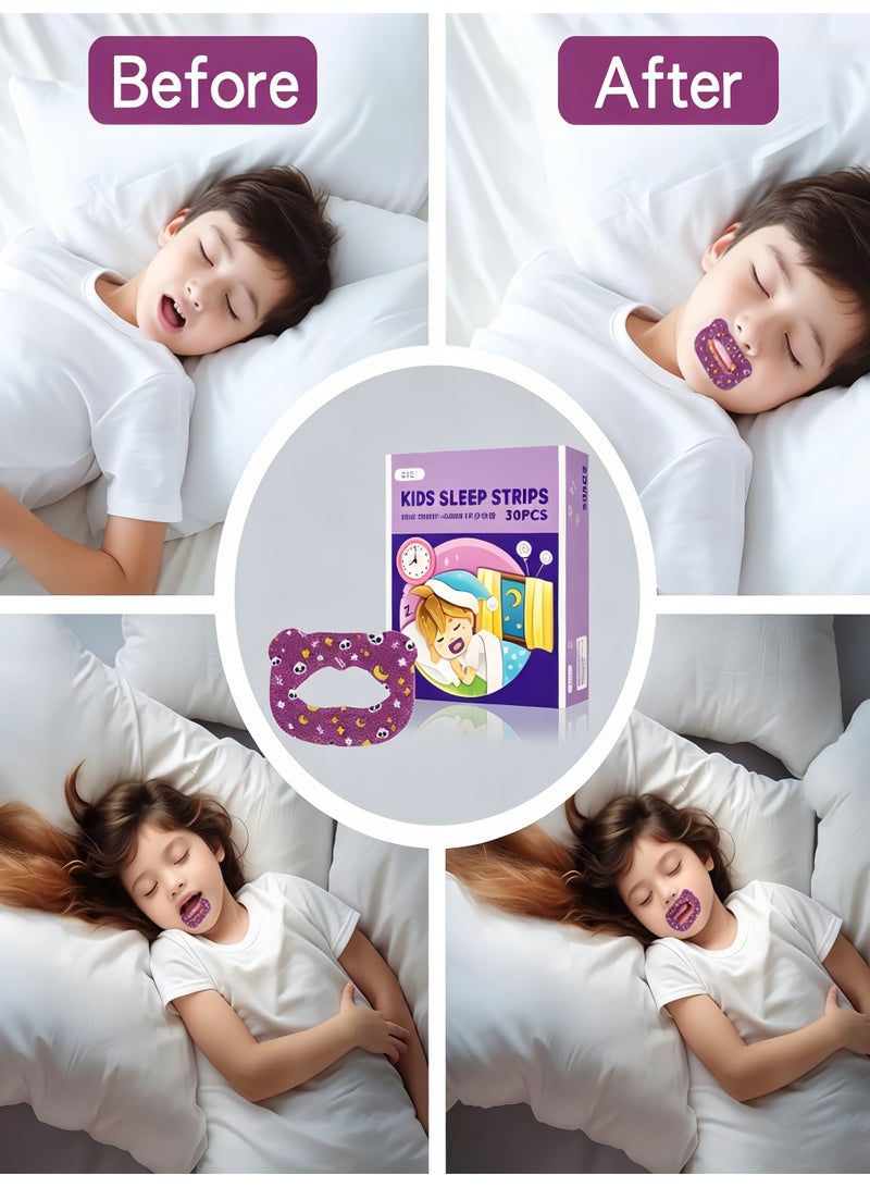 30Pcs Kids Sleep Strips -With Nasal Patch， Gentle Mouth Tape for Anti-Snoring, Nose Breathing Improvement, and Better Night Sleep - Image 4