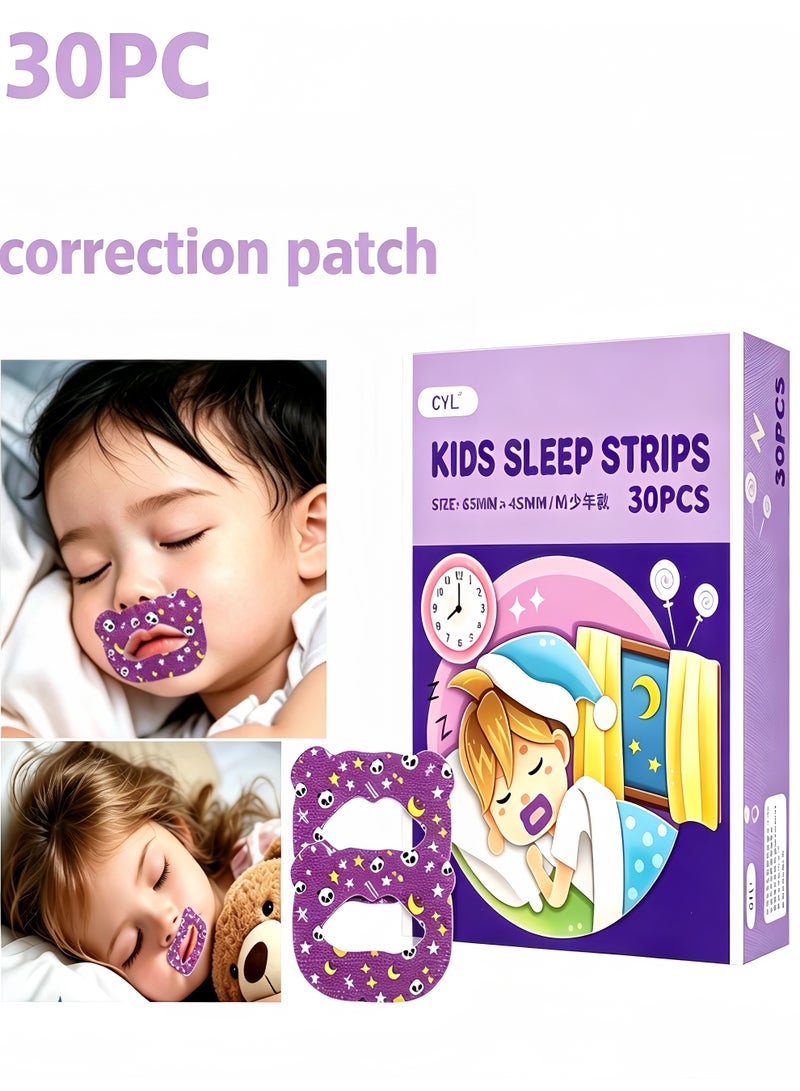 30Pcs Kids Sleep Strips -With Nasal Patch， Gentle Mouth Tape for Anti-Snoring, Nose Breathing Improvement, and Better Night Sleep - Image 1