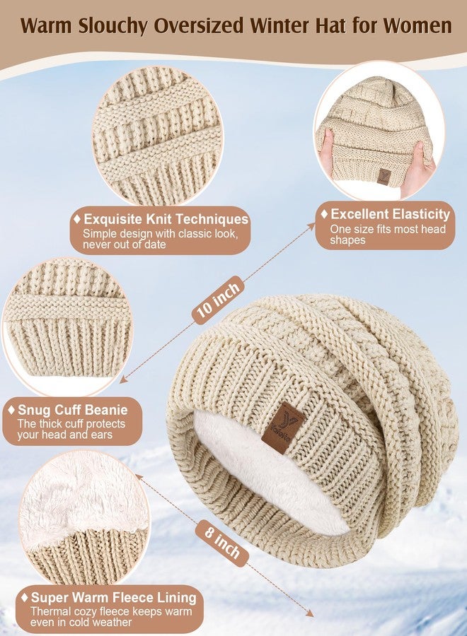 Yafeite Women Beanie Scarf Gloves Headband Set, Winter Fleece Lined Hat Ear Warmer Knit Scarf Women Gloves Gift Set 4 in 1 - Image 2