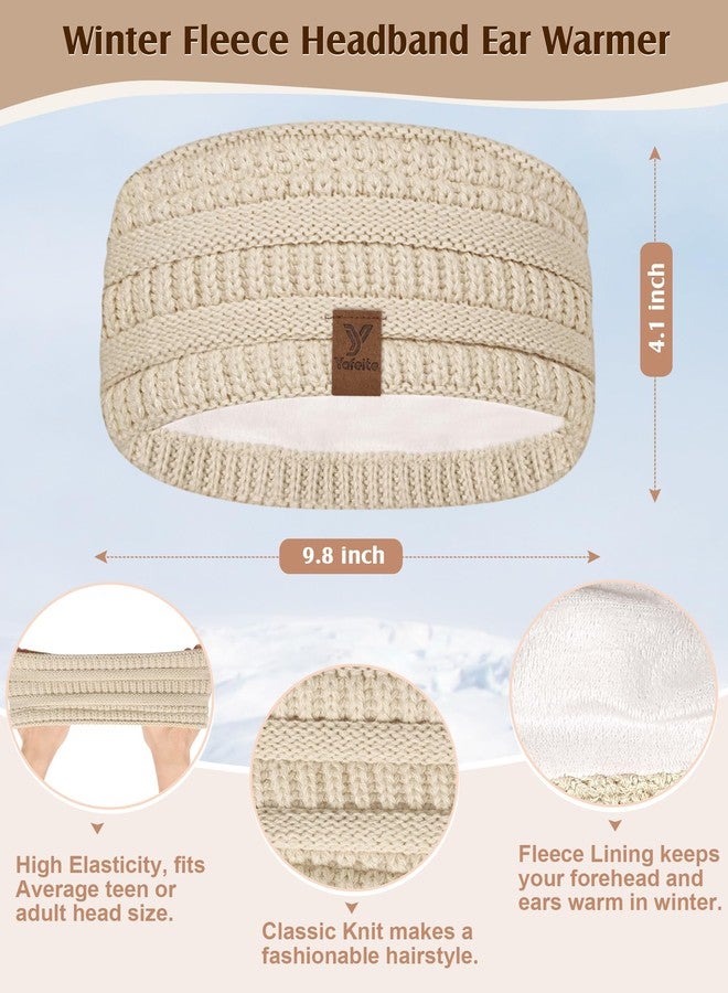 Yafeite Women Beanie Scarf Gloves Headband Set, Winter Fleece Lined Hat Ear Warmer Knit Scarf Women Gloves Gift Set 4 in 1 - Image 5