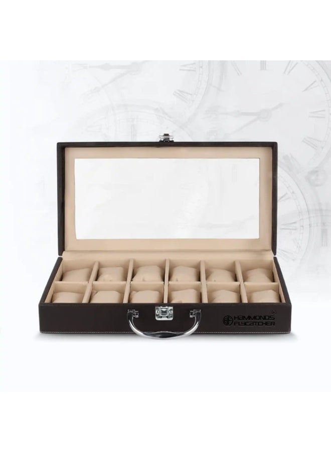 HAMMONDS FLYCATCHER Premium Vegan Leather Men's and Women's Watch Box/Organiser with Glass Window, Gift Ready Luxury Watches Display Case for Collectors - Image 1