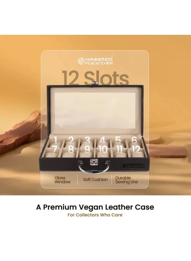 Hammonds Flycatcher  Premium Vegan Leather Men's and Women's Watch Box/Organiser with Glass Window, Gift Ready Luxury Watches Display Case for Collectors  | Best Price UAE
