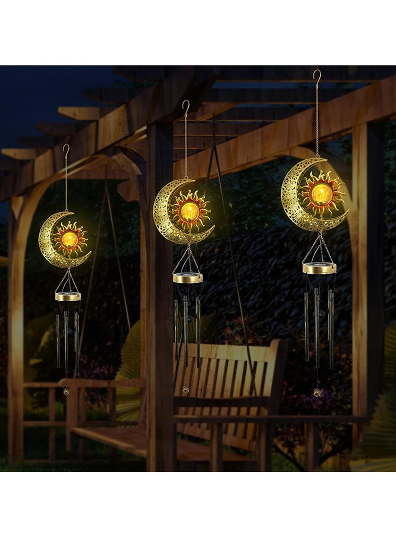 Zikra Wind Chime Lights, Decorative Wind Chimes,Large Memorial Wind Chimes, Solar Powered, Waterproof Led Wind Chimes with Crackle Glass Ball for Outdoor - Image 4