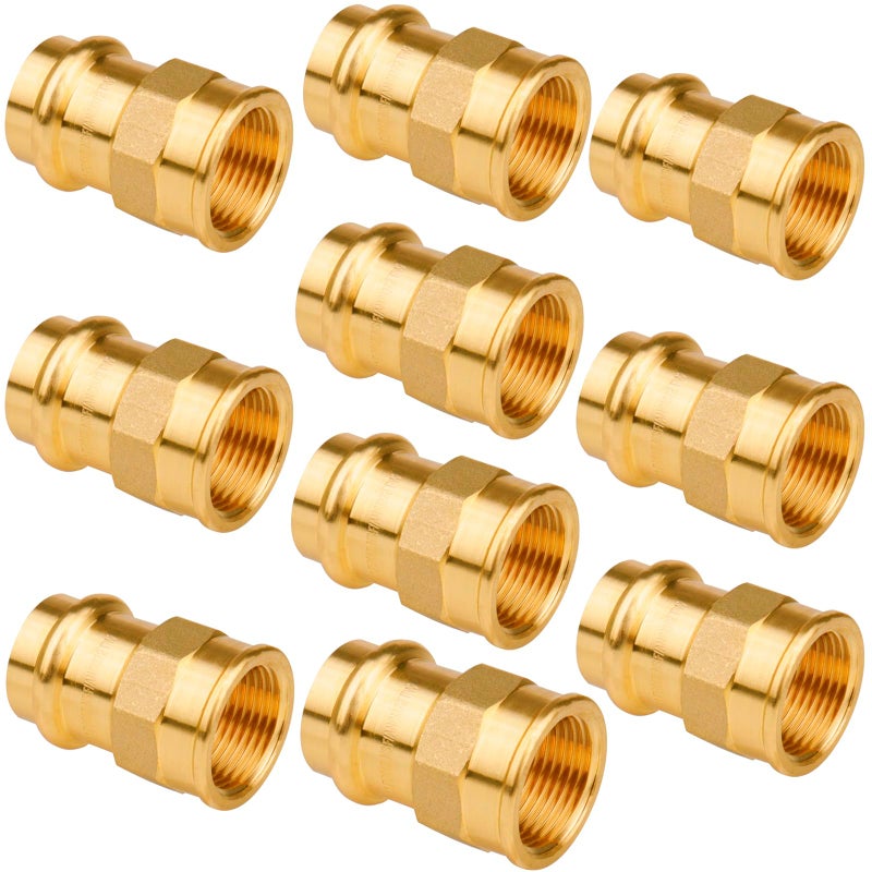 WHK 10 Pack 34 Press Pro press x 34 NPT Female Adapter Fittings Pressure Cooper Conenct to Female NPT PipeLeadFree brass - Image 2